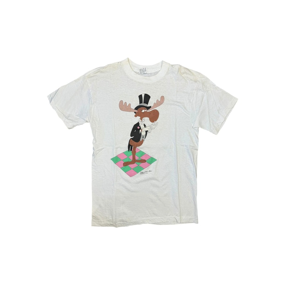 Stanley Desantis 80s Rocky Bullwinkle White T-shirt Size Large